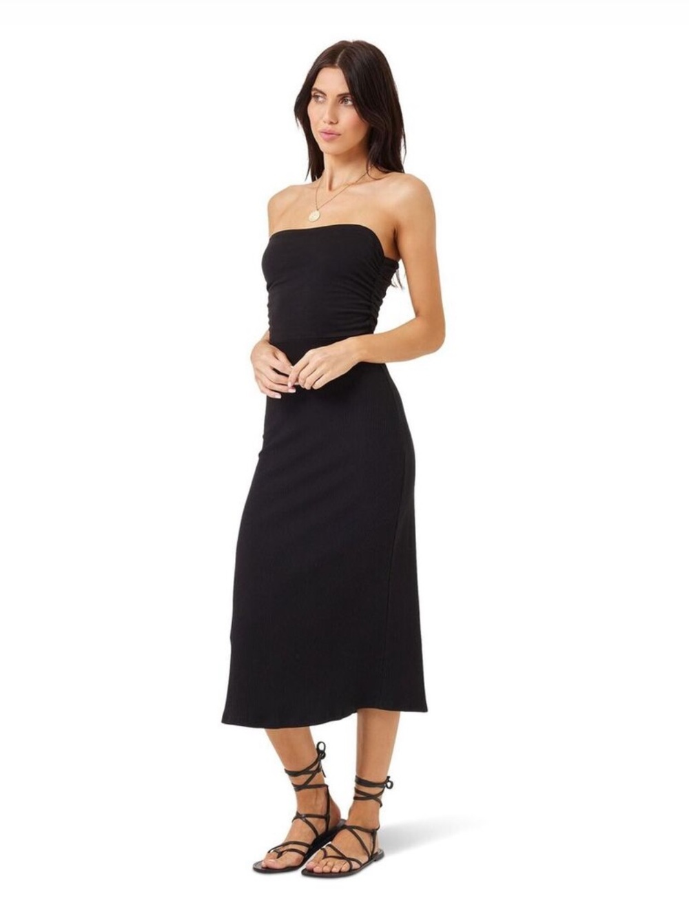 l*space Manaia Black Strapless Midi Dress